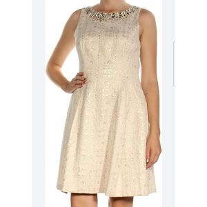 Vince Camuto Paty Dress Sleeveless with Embellished Jeweled Neck Size 14